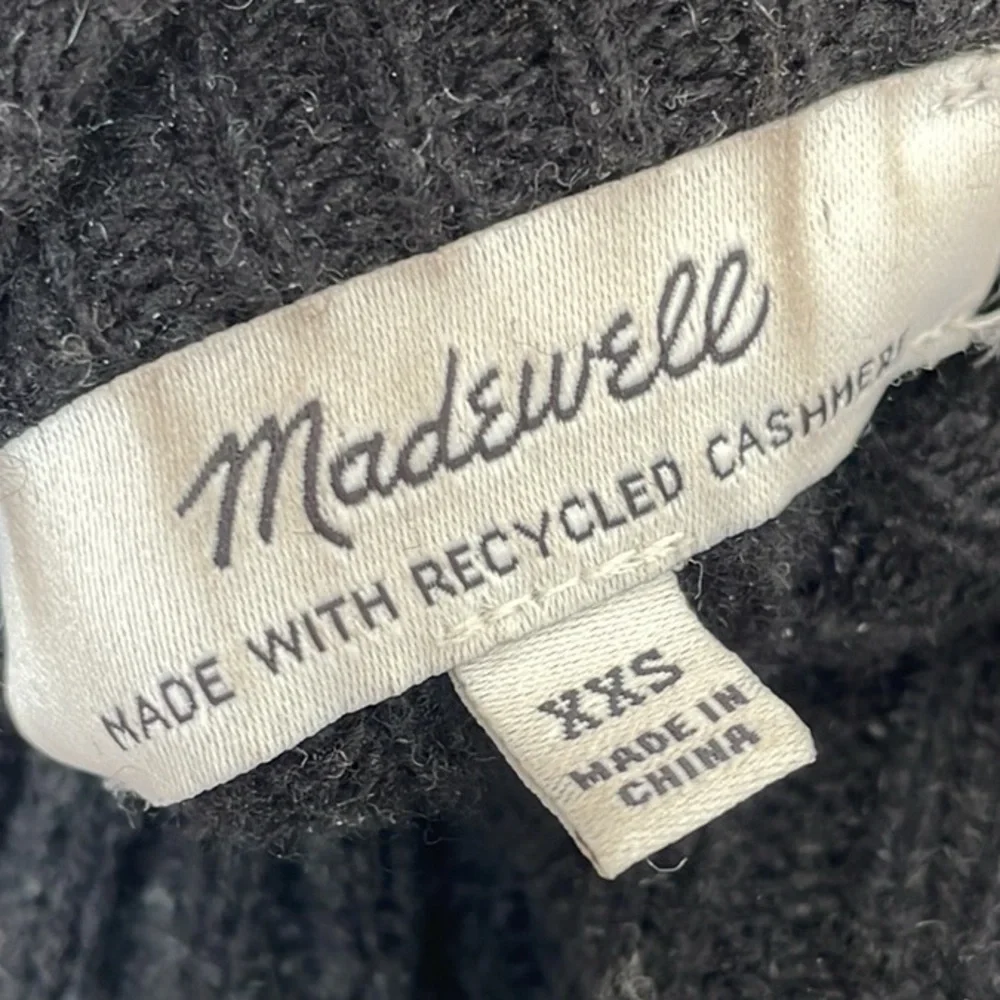 Madewell Donegal Resourced Cashmere Wool Ribbed Mockneck Sweater Black Size XXS